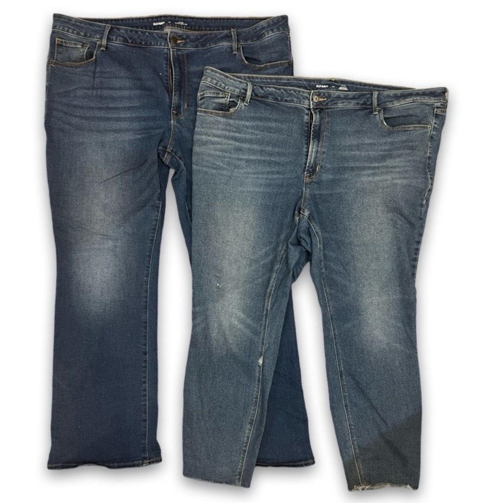 2 Pairs of Old Navy Jeans Size 24 Denim Pants Bootcut Skinny Plus Stretch jean